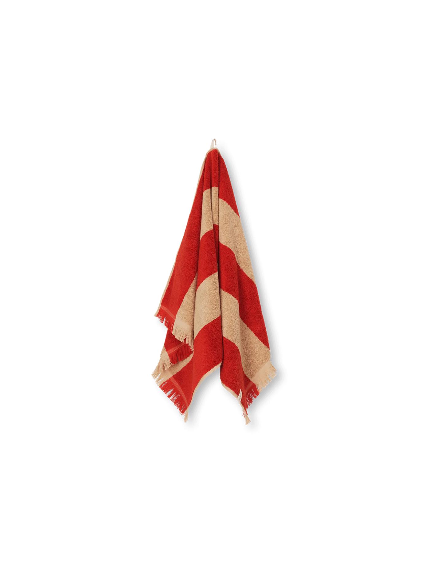 Alee Hand Towel – Light Camel/Red Textiles