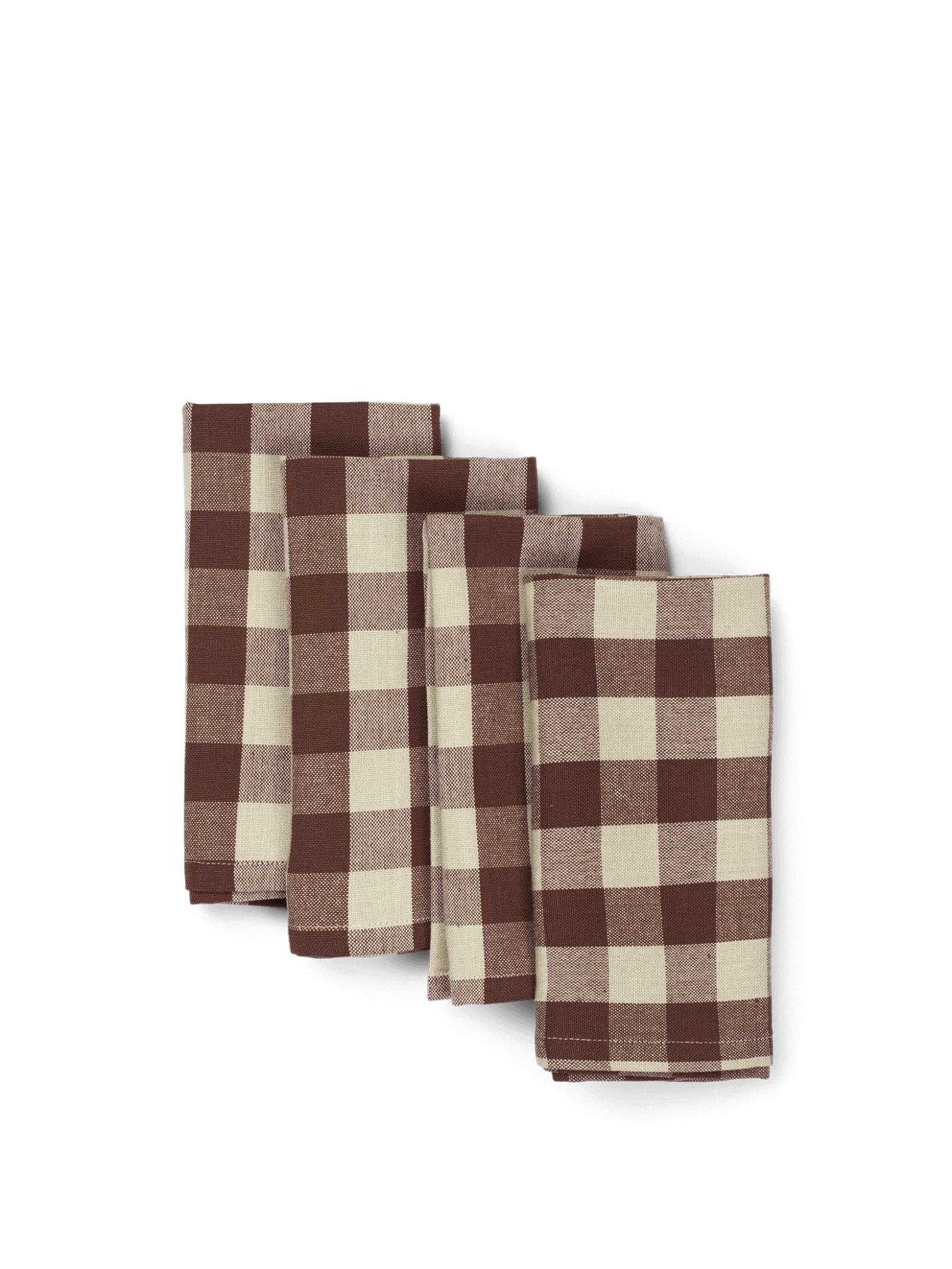 Bothy Check Napkins – Set Of 4 – Cinnamon/Grey Green Kitchen