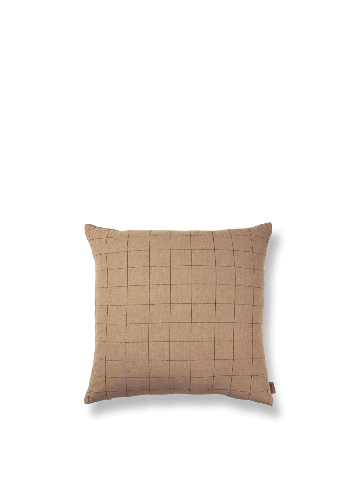 Brown Cotton Cushion – Grid Cushions