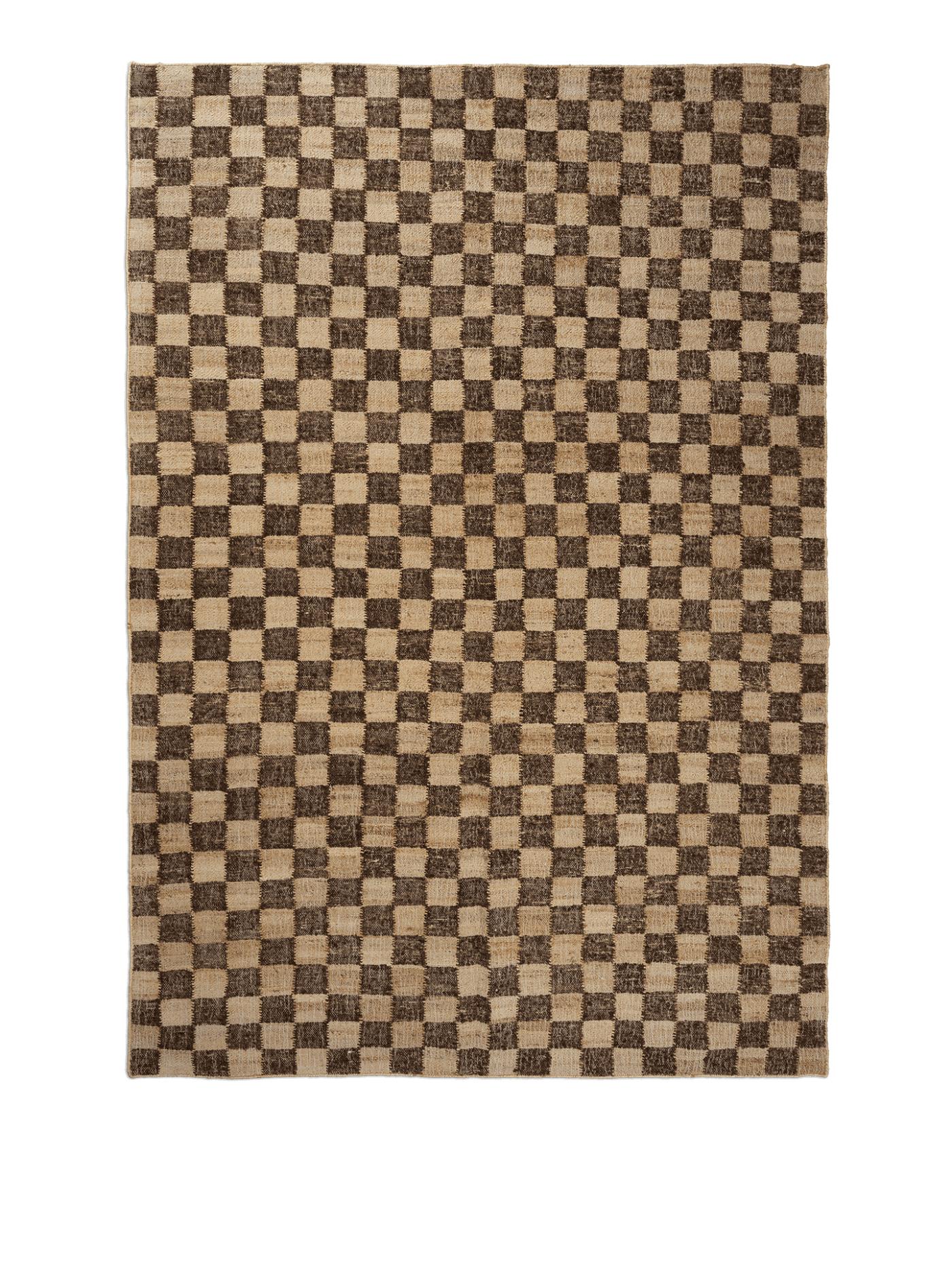 Check Wool Jute Rug – Coffee/Natural Rectangular Rugs