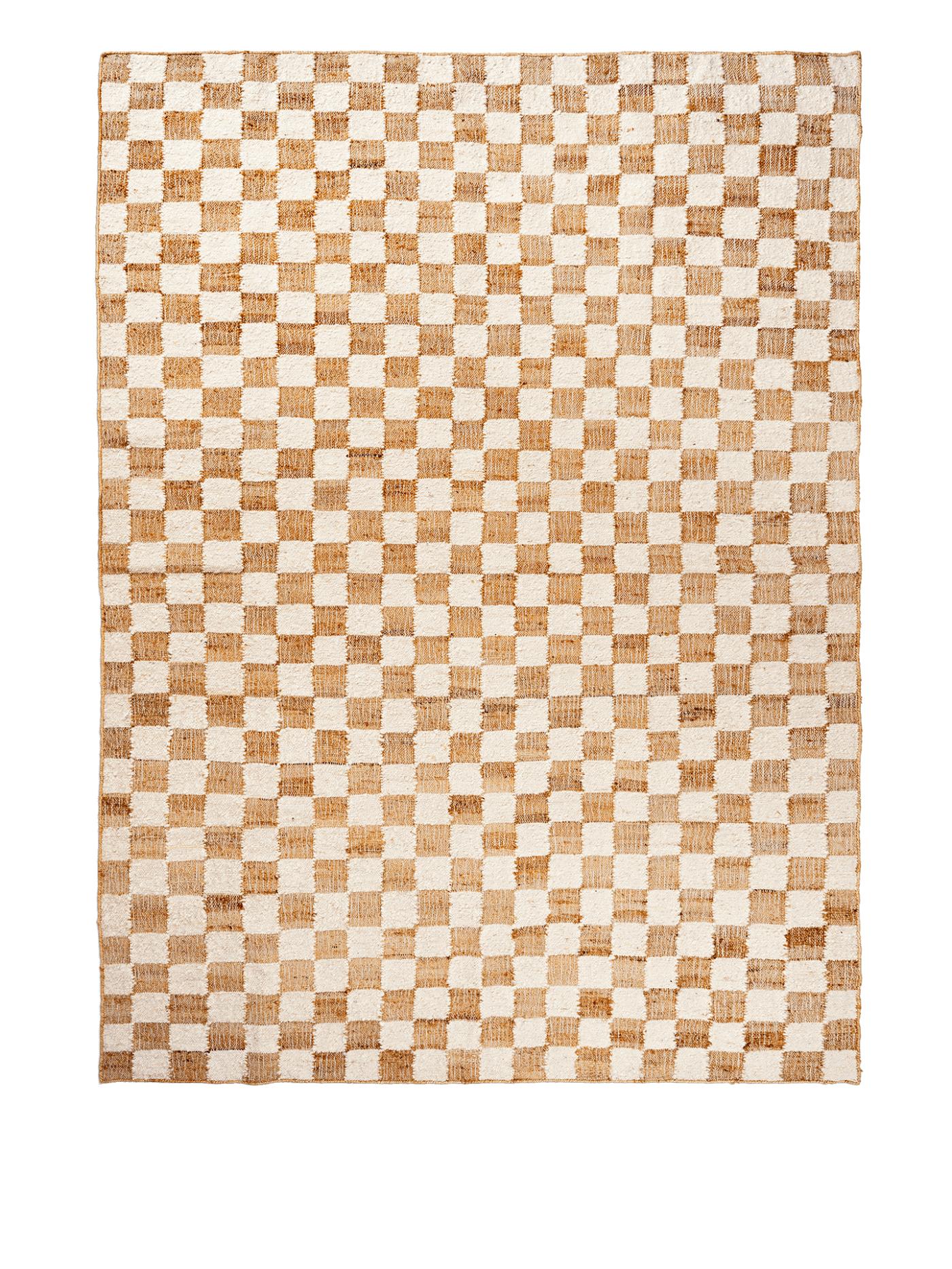 Check Wool Jute Rug – Off-White/Natural Rectangular Rugs