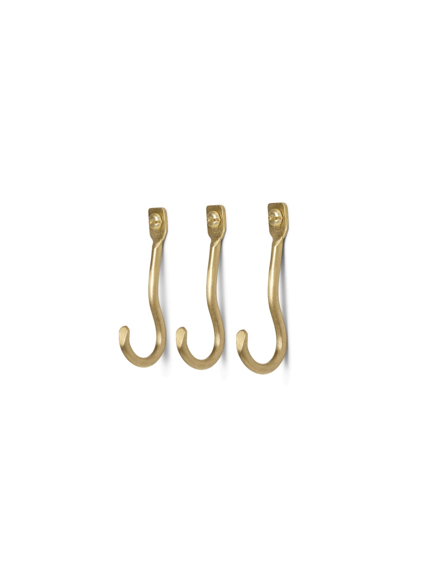 Curvature Hooks – Set Of 3 – Brass Accessories