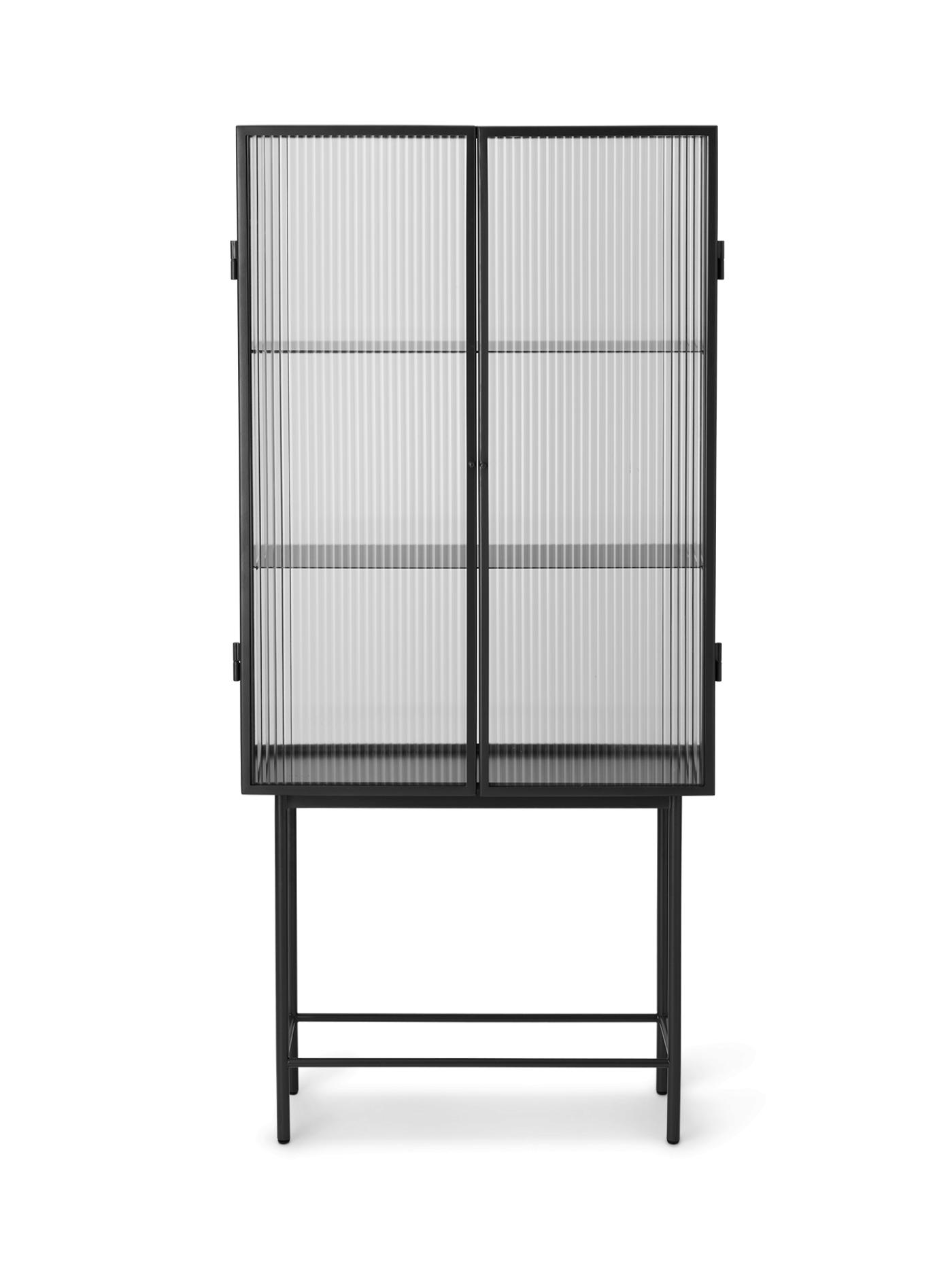 Haze Vitrine – Reeded Glass – Black Furniture