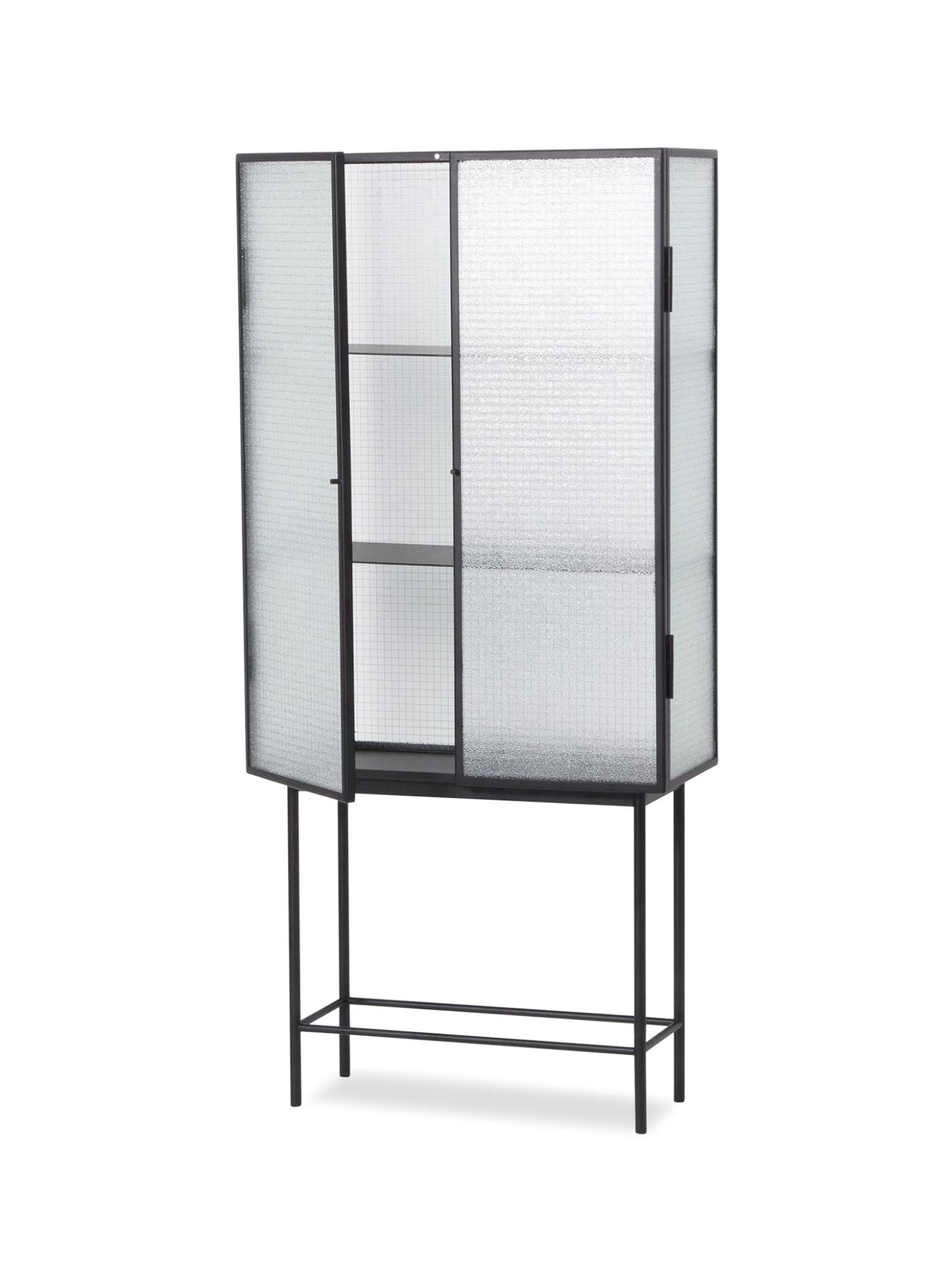 Haze Vitrine – Wired Glass – Black Furniture