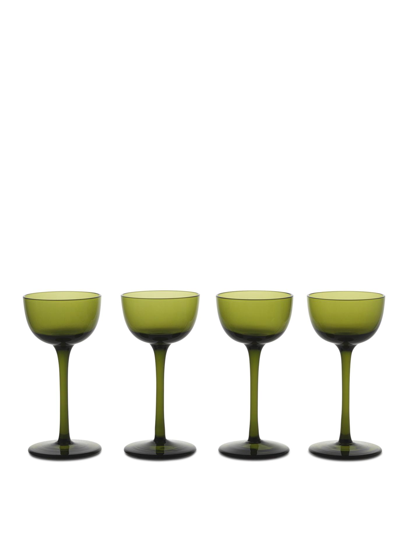 Host Liqueur Glasses – Set Of 4 – Moss Green Glasses And Cups