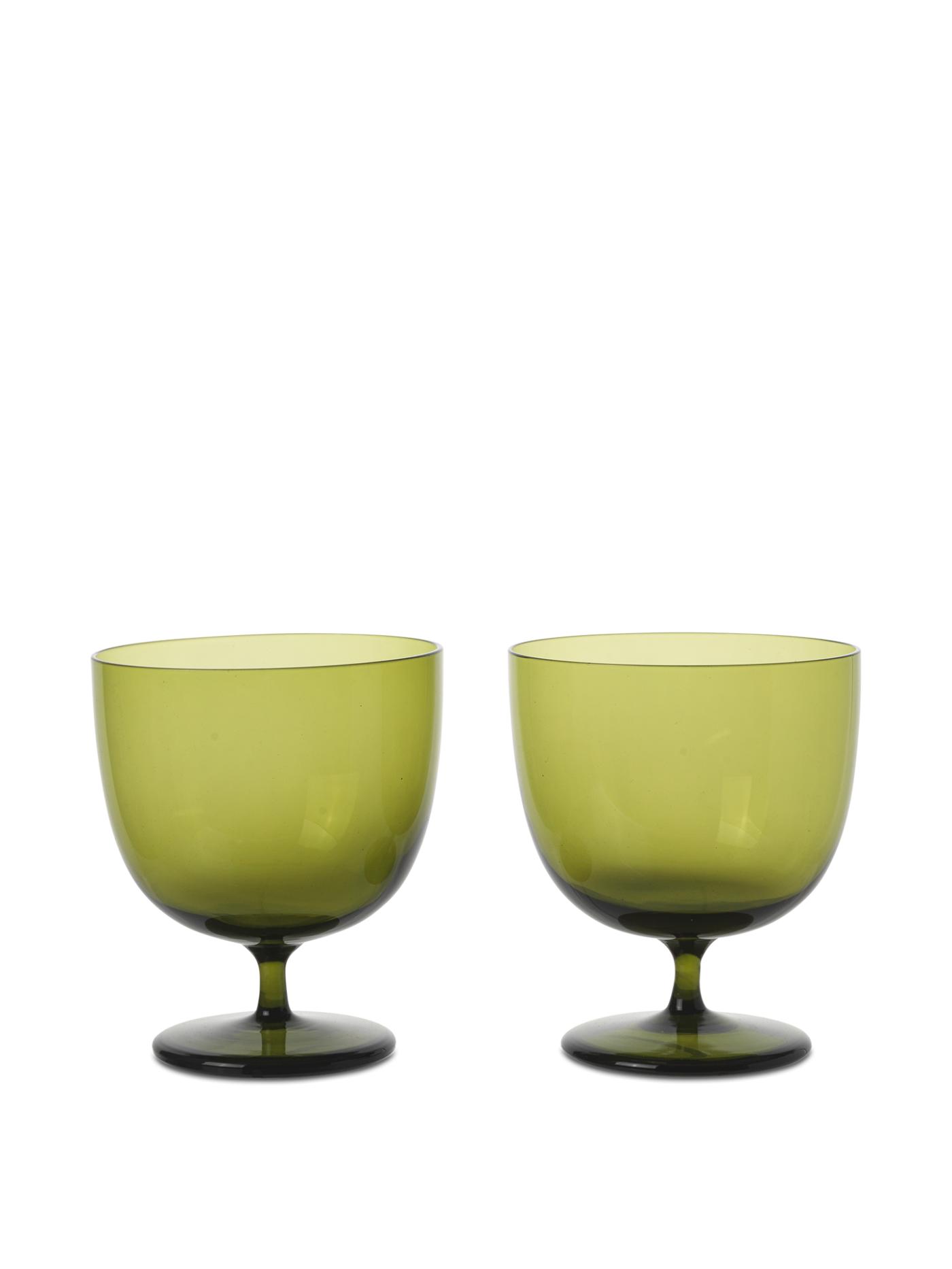 Host Water Glasses – Set Of 2 – Moss Green Glasses And Cups