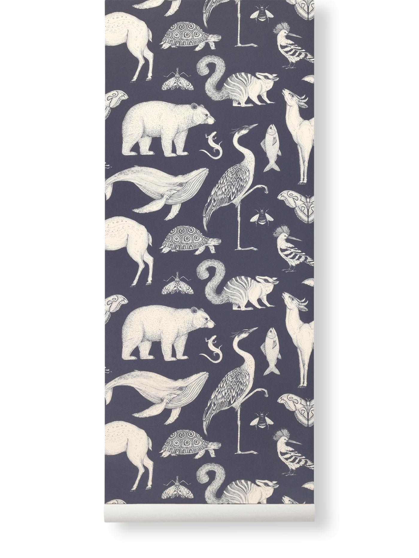 Katie Scott Wallpaper – Animals – Dark Blue Accessories