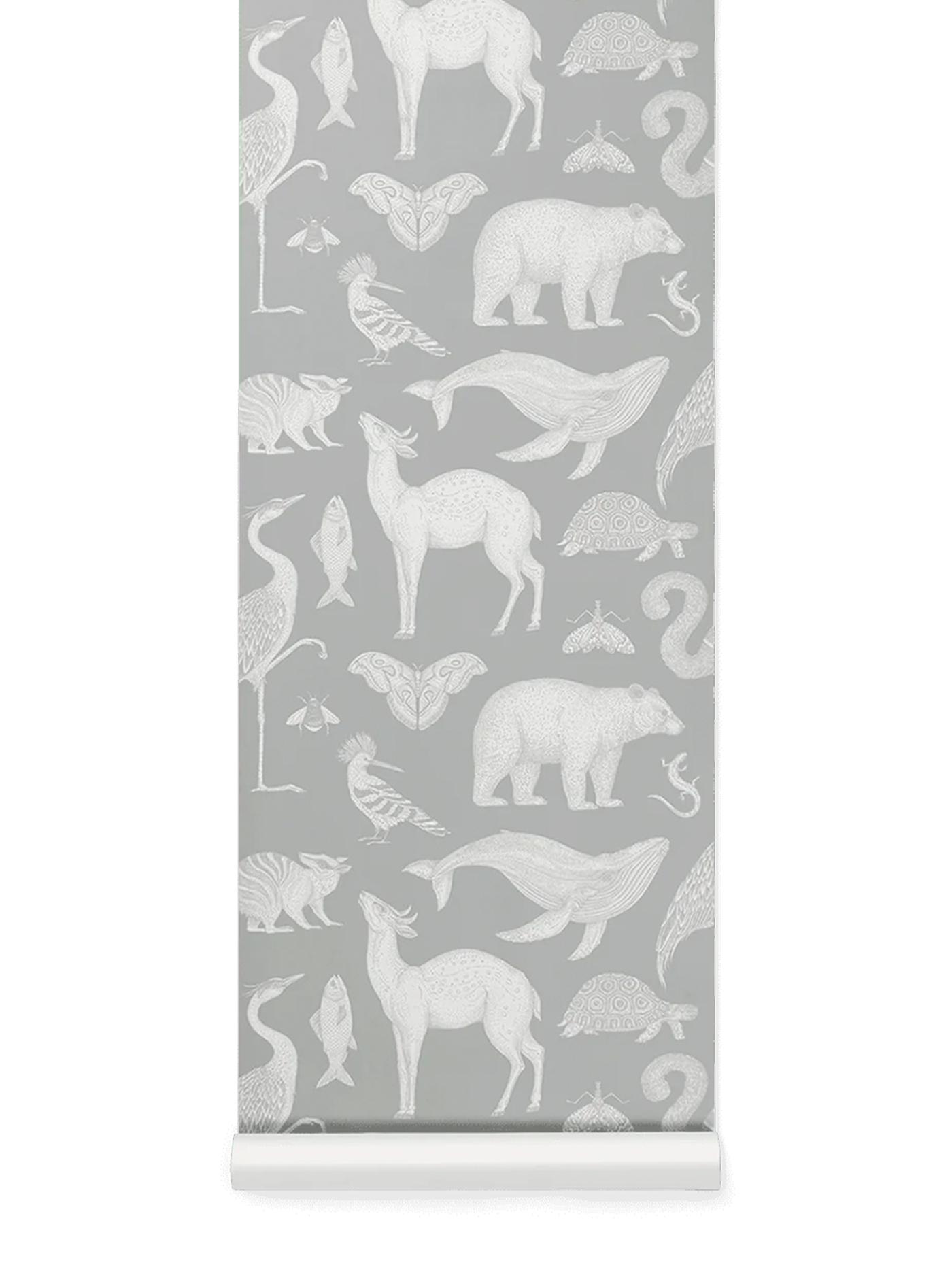 Katie Scott Wallpaper – Animals – Mint Grey Accessories