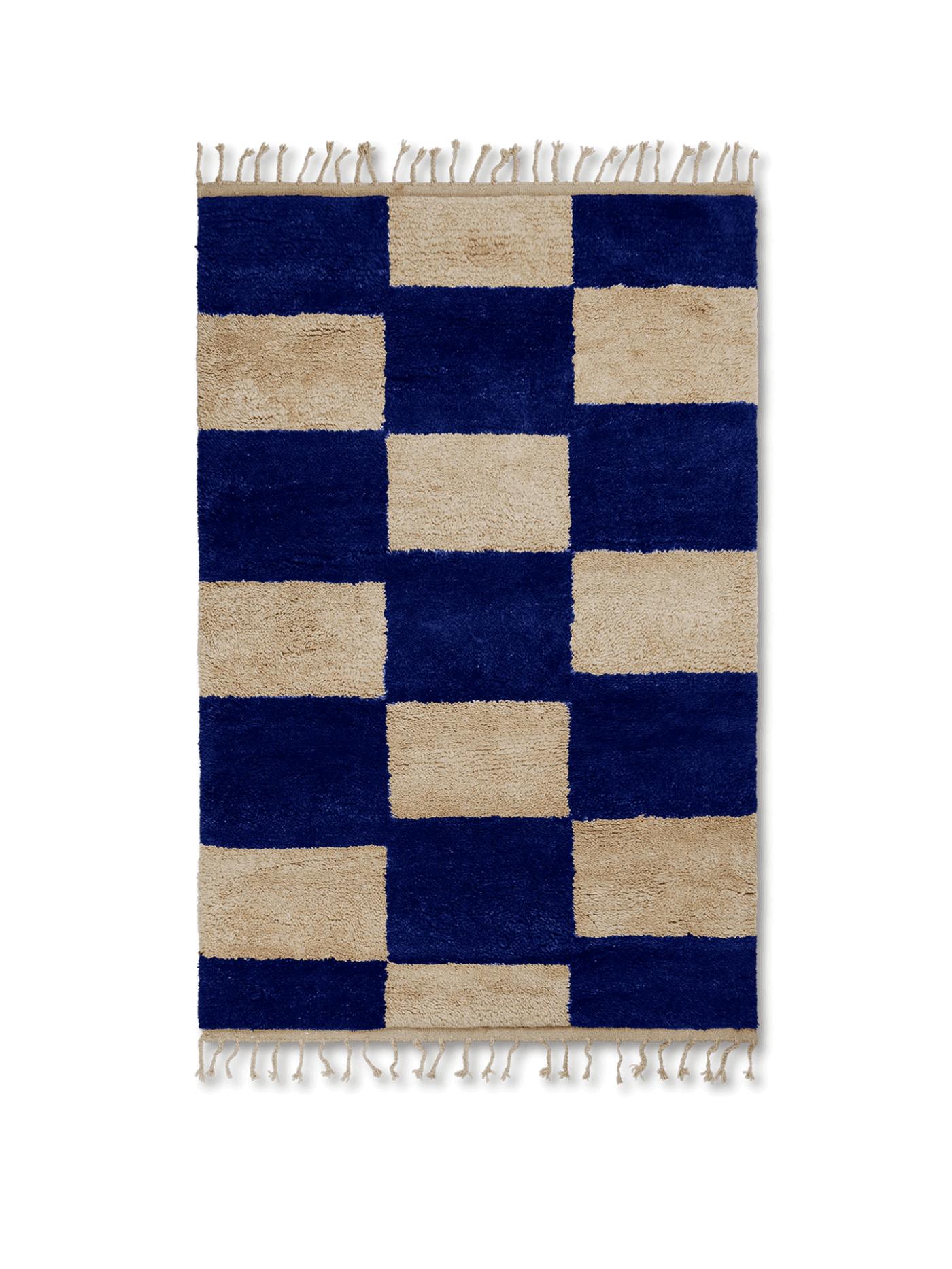 Mara Knotted Rug – Bright Blue/Off-White Rectangular Rugs