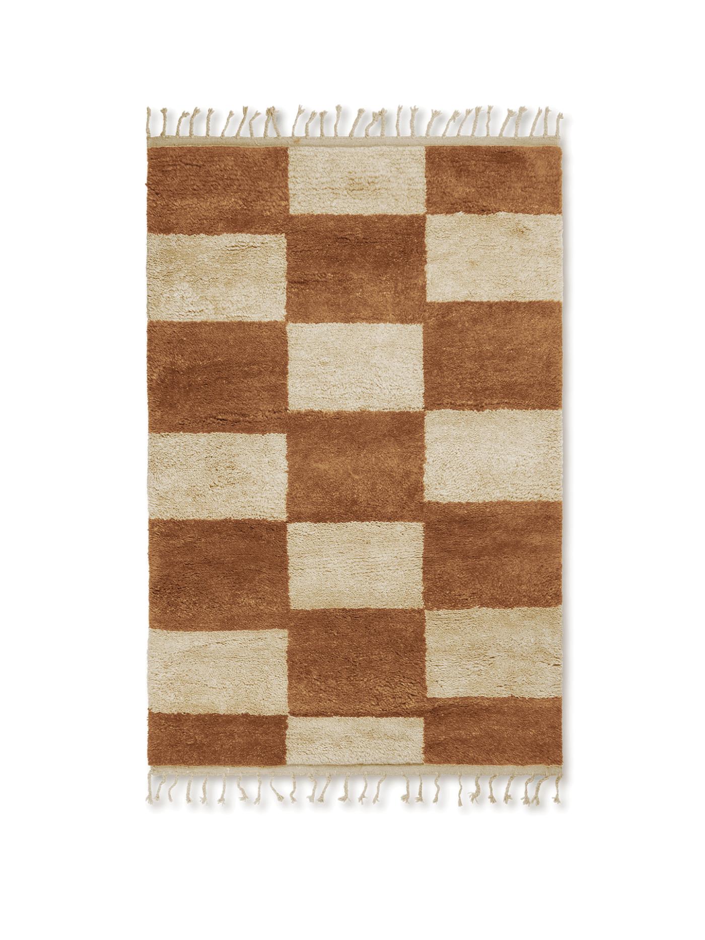 Mara Knotted Rug – Dark Brick/Off-White Rectangular Rugs