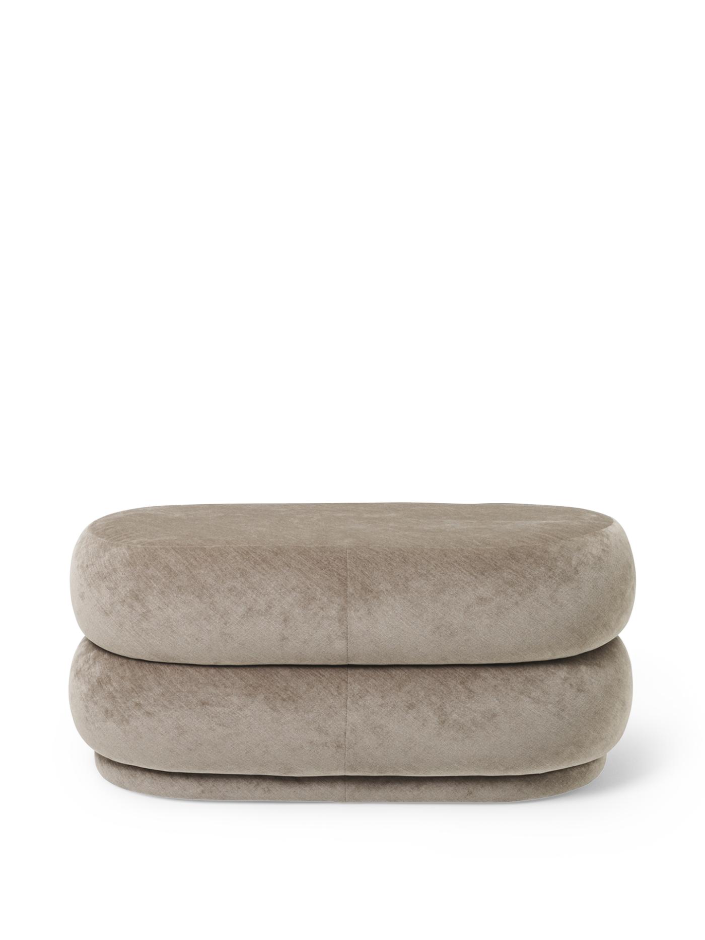 Pouf Oval – Faded Velvet – Beige – Us Furniture