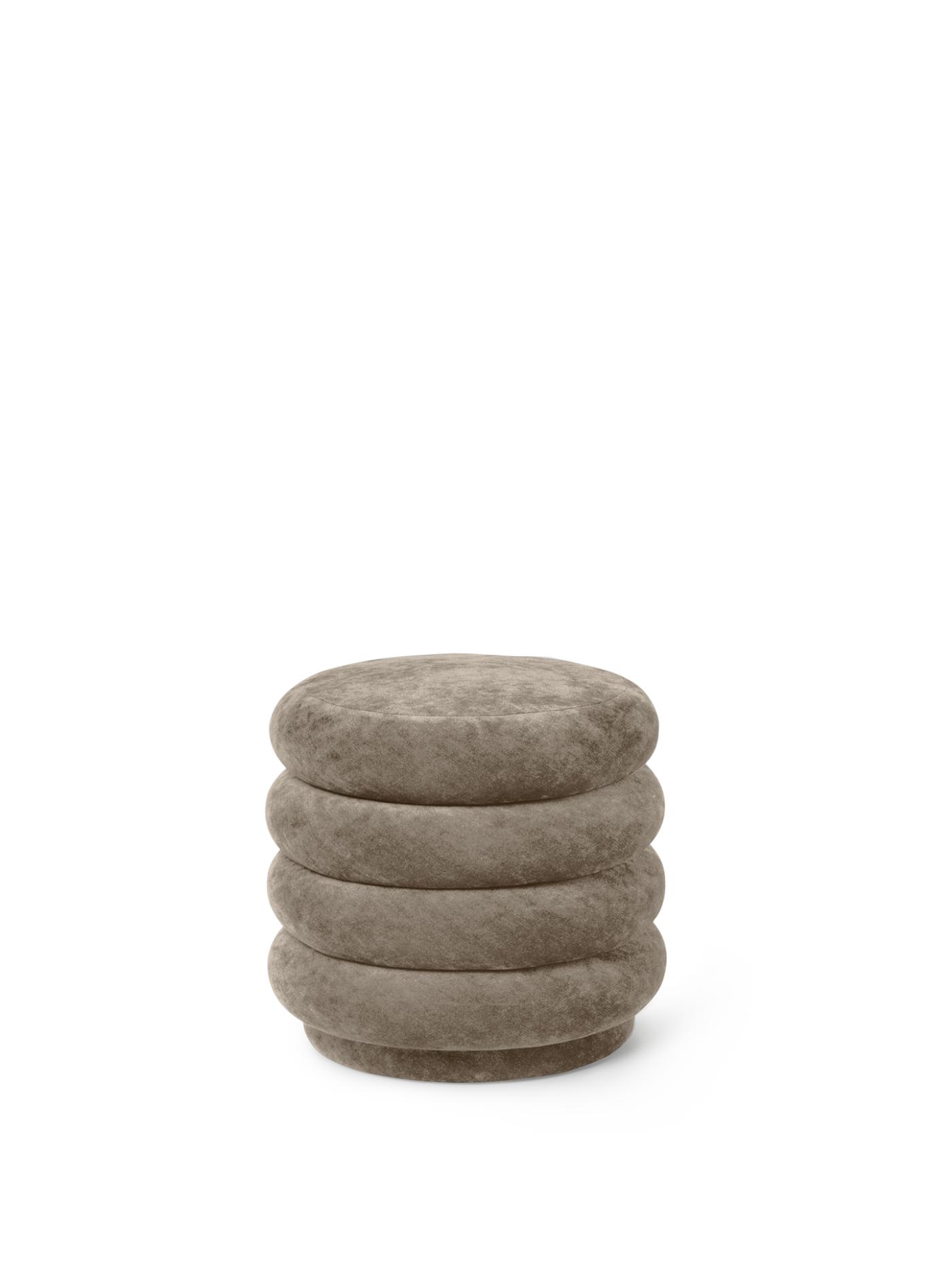 Pouf Round – Faded Velvet – Beige – Us Furniture