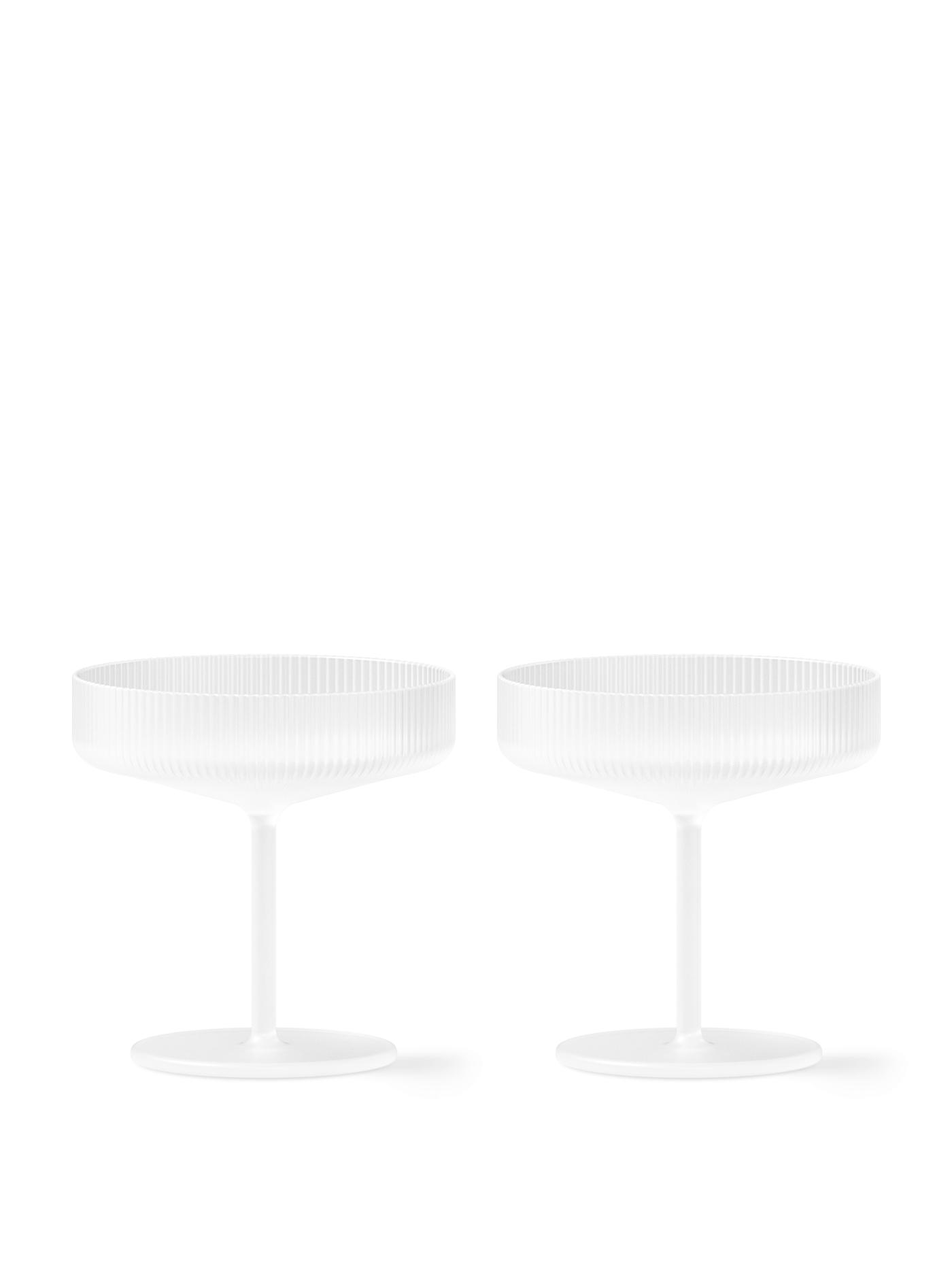 Ripple Champagne Saucers – Set Of 2 – Frosted Glasses And Cups