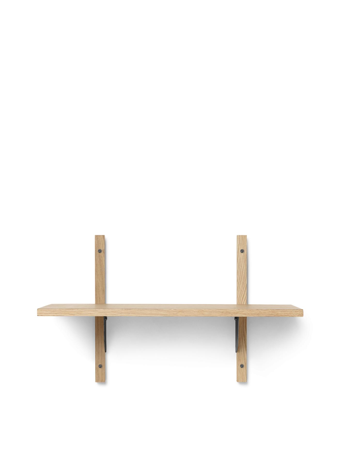 Sector Shelf – Single – Narrow – Natural Oak/Black Brass Furniture