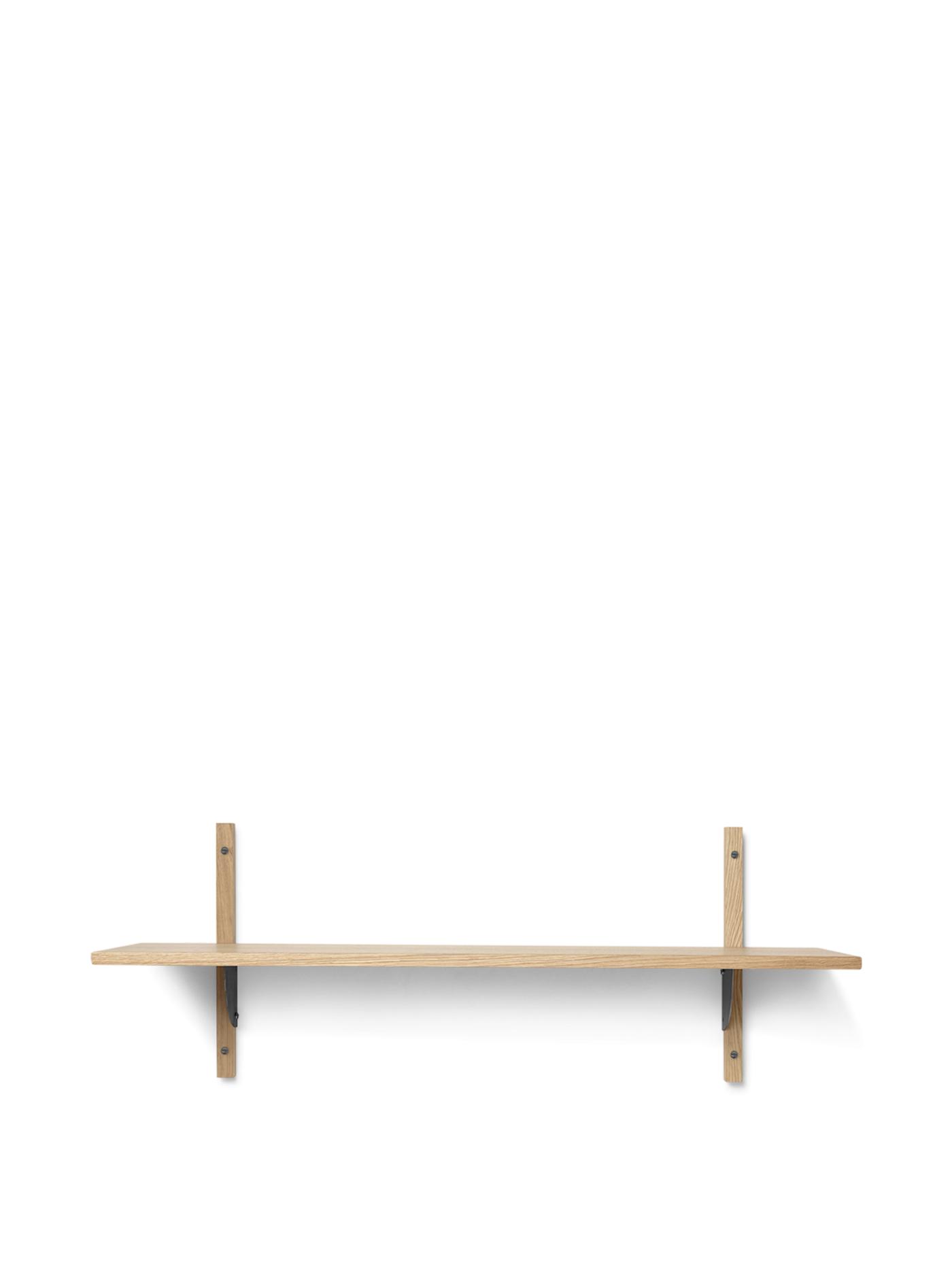 Sector Shelf – Single – Wide – Natural Oak/Black Brass Furniture