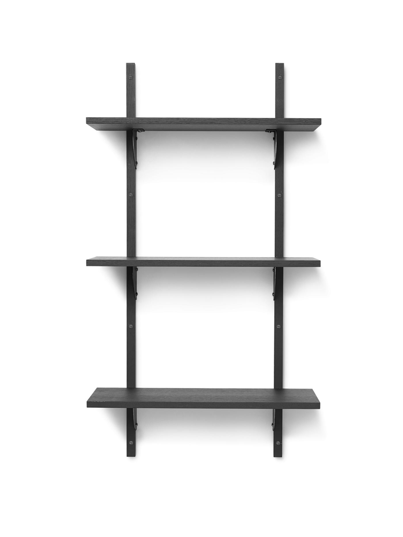 Sector Shelf – Triple – Narrow – Black Ash/Black Brass Furniture