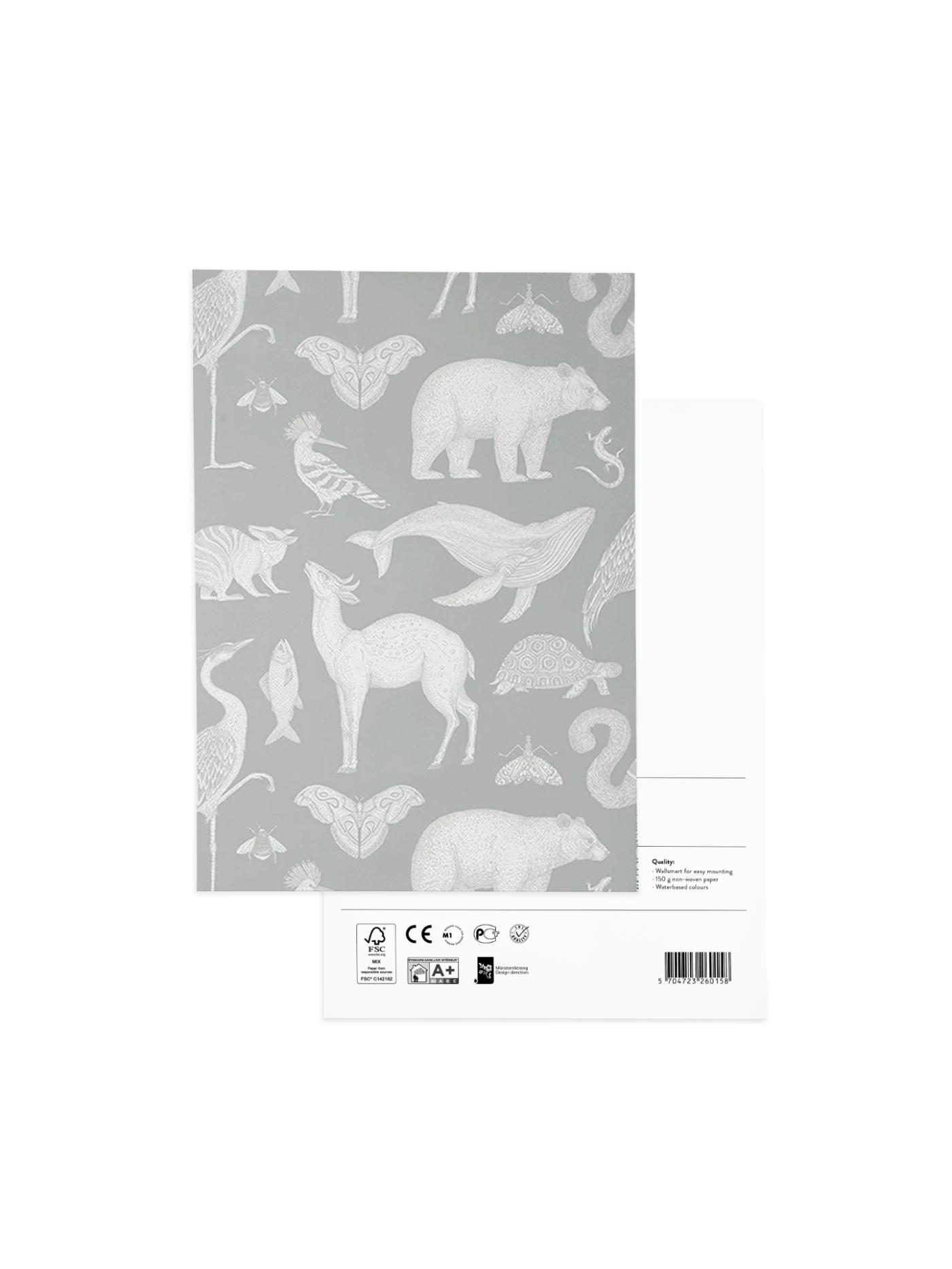 Wallpaper Sample – Katie Scott Animals – Mint Grey Accessories