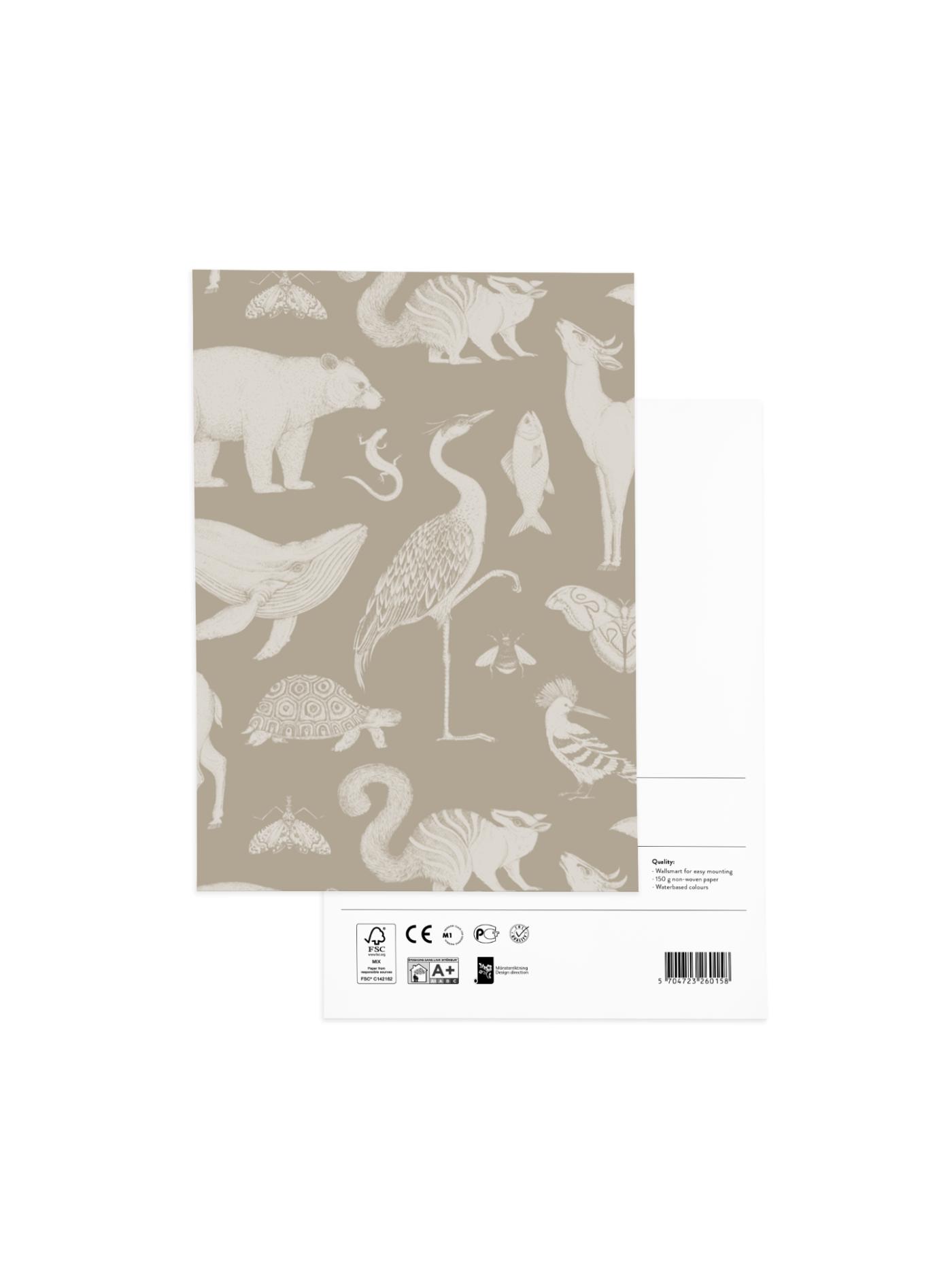 Wallpaper Sample – Katie Scott Animals – Sand Accessories