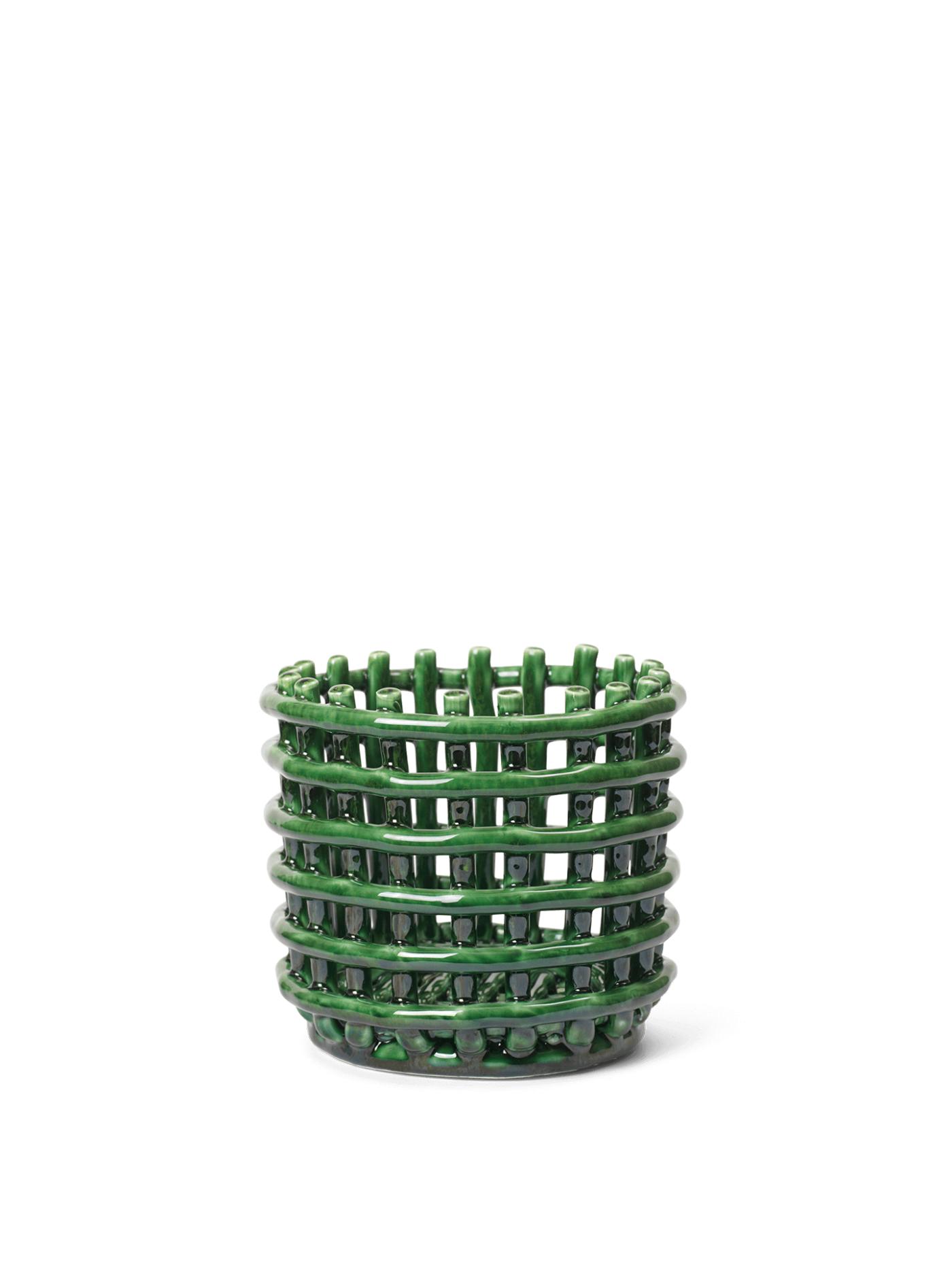 Ceramic Basket – Small – Emerald Green Accessories