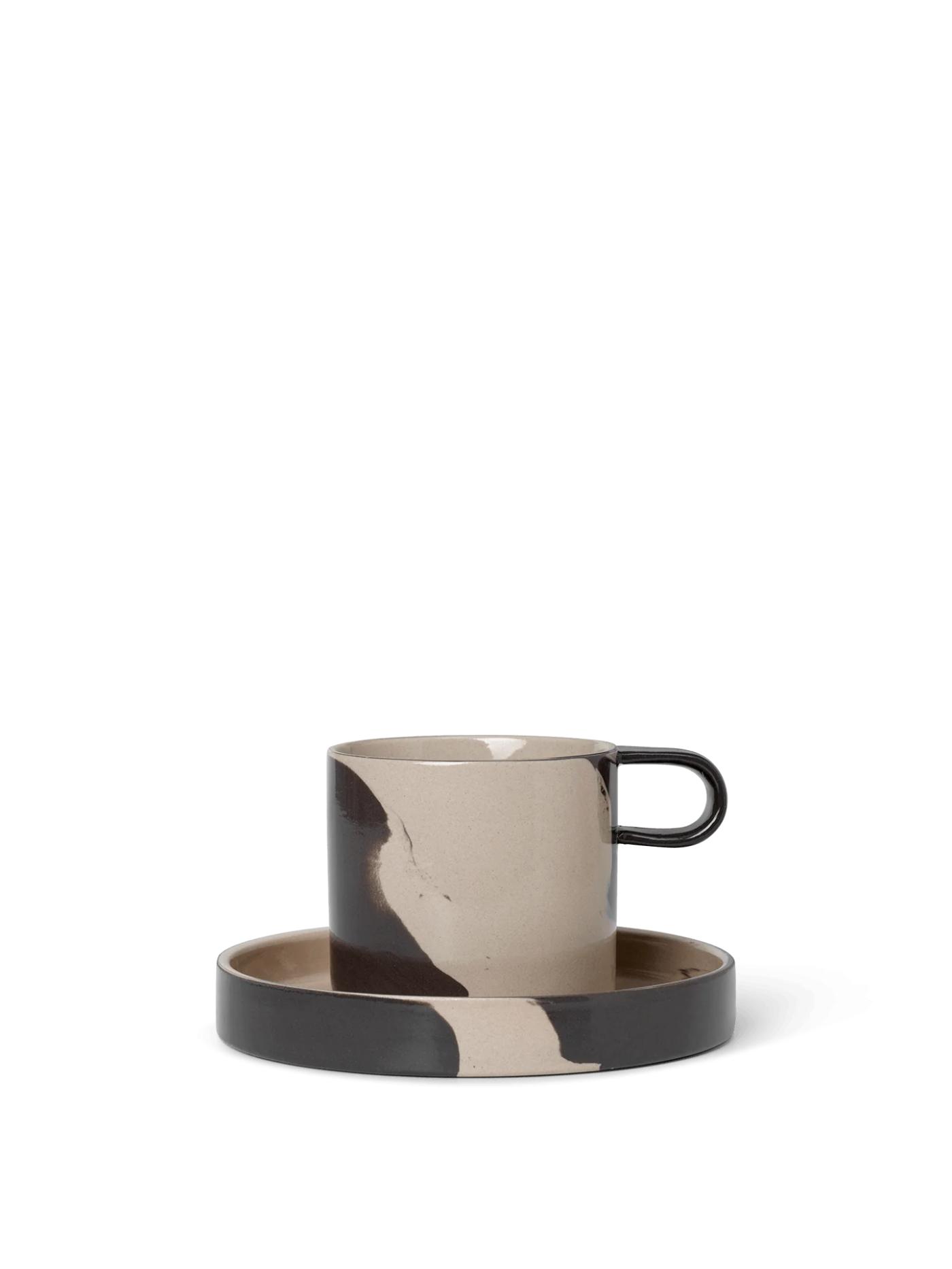 Inlay Cup With Saucer – Sand/Brown Glasses And Cups