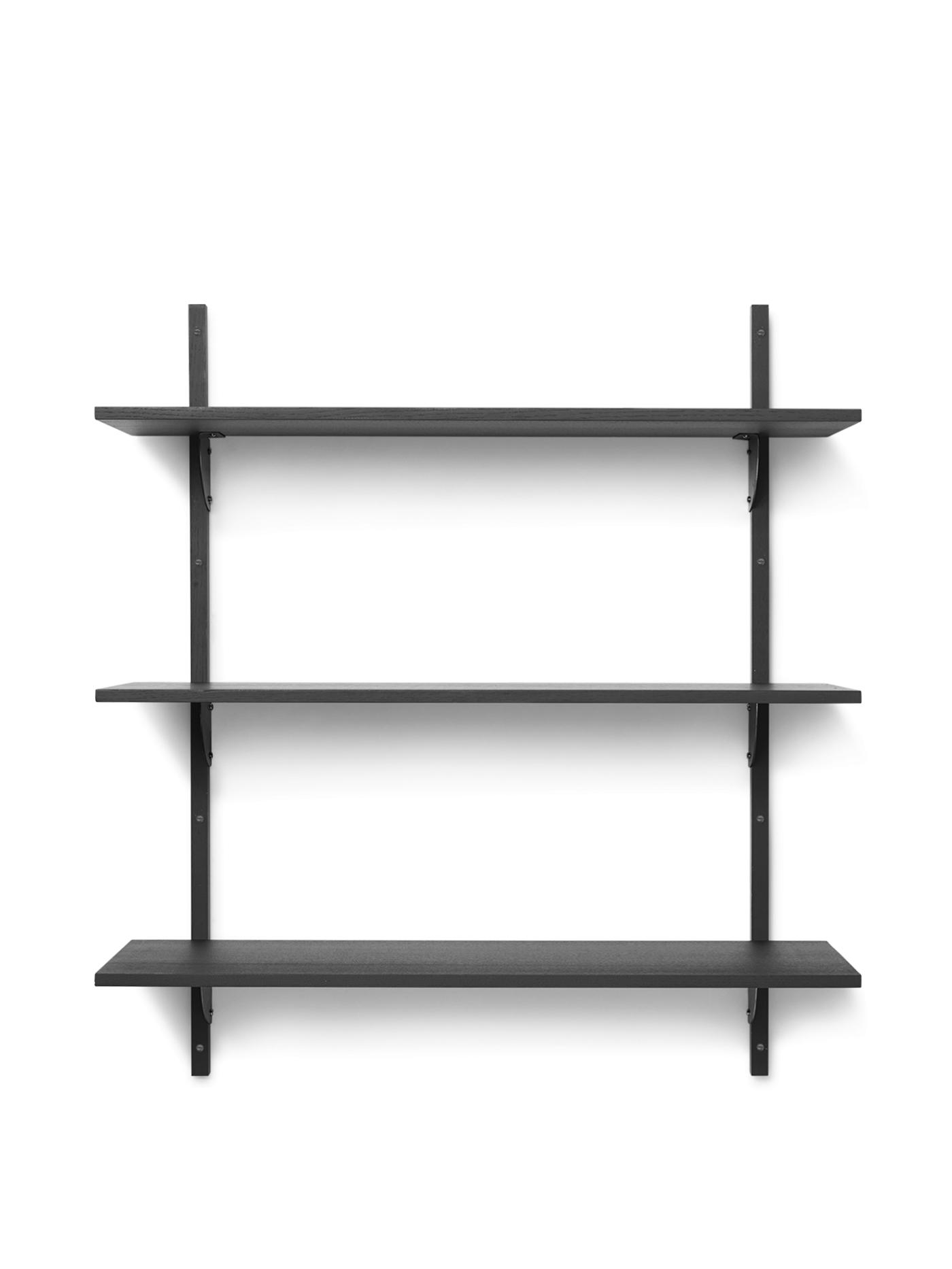 Sector Shelf – Triple – Wide – Black Ash/Black Brass Furniture